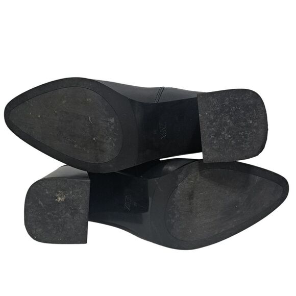 Zara Elegant Sexy Moto Boho Goth Geometrical Heel Ankle Boots Size 39 US 8 Black - Picture 7 of 15